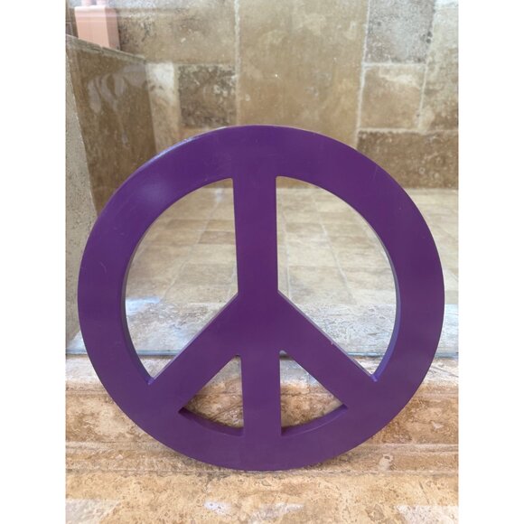 Purple Peace Sign Wooden Wall Art 12 x 12 - Picture 2 of 4
